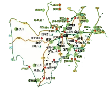 四川地图旅游景点大全