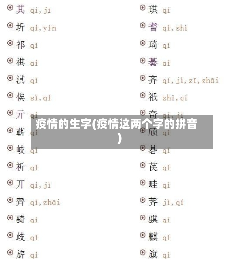 疫情的生字(疫情这两个字的拼音)-第1张图片